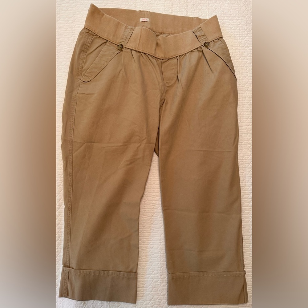 LADIES Old Navy Vintage Low-Rise Capri Maternity Stretchy Khaki Pants - M